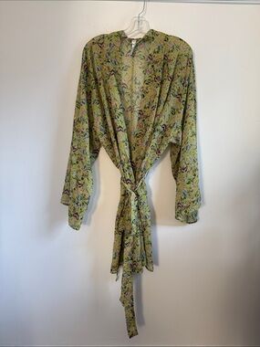 Cacique Floral Lightweight Tie-Waist Robe - Green